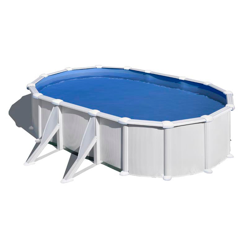 GRE ovális fémpalástos medence szűrőrendszerrel - 130cm, fehér